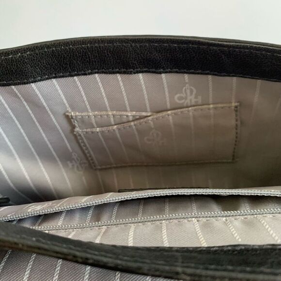 Cole Haan Textured Leather Shoulder Bag with Chain Detail in Black - Picture 8 of 12